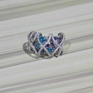 Sterling silver 925 cubic zirconia cocktail ring, 088